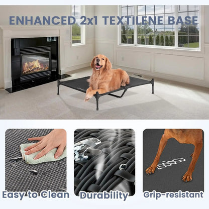 Outdoor Doghouse for Large Breeds, Weatherproof PVC Canopy, Elevated Bed, Durable Kennel